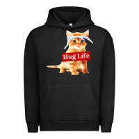 Pigment Black hug life kitty cat Urban Hoodie - linhVisuals
