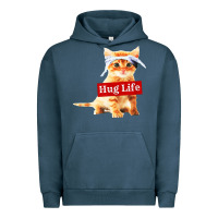 Pigment Midnight Navy hug life kitty cat Urban Hoodie - linhVisuals
