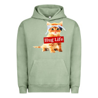 Pigment Oil Green hug life kitty cat Urban Hoodie - linhVisuals