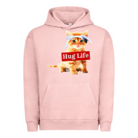 Pigment Salmon hug life kitty cat Urban Hoodie - linhVisuals