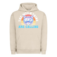 Pigment French Oak skiing t  shirt ski goggles cat the meowtains are calling skier winter Urban Hoodie - linhVisuals