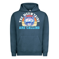 Pigment Midnight Navy skiing t  shirt ski goggles cat the meowtains are calling skier winter Urban Hoodie - linhVisuals