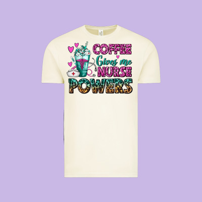 Coffee Gives Me Nurse Powers Vintage Tee Designed By Fadigitalartstudio