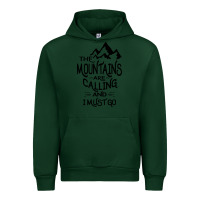 Forest Green the mountains are calling and i must go   black Urban Hoodie - linhVisuals