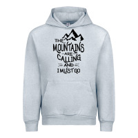 Heather Grey the mountains are calling and i must go   black Urban Hoodie - linhVisuals