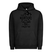 Pigment Black the mountains are calling and i must go   black Urban Hoodie - linhVisuals