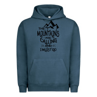 Pigment Midnight Navy the mountains are calling and i must go   black Urban Hoodie - linhVisuals