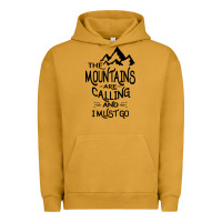 Pigment Peanut Butter the mountains are calling and i must go   black Urban Hoodie - linhVisuals