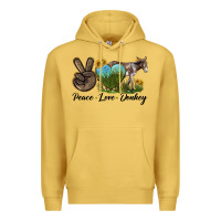 Antique Gold Peace Love Donkey Premium Hoodie - LillyAllenDesigns