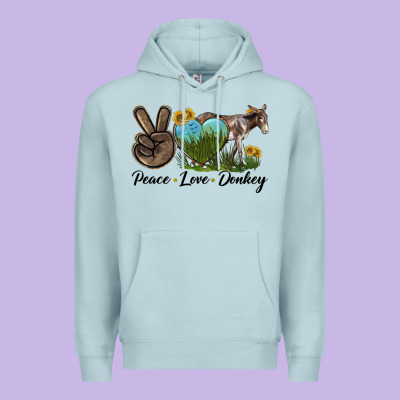 Peace Love Donkey Premium Hoodie Designed By Lillyallendesigns