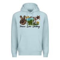 Blue Mist Peace Love Donkey Premium Hoodie - LillyAllenDesigns
