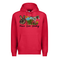 Cardinal Peace Love Donkey Premium Hoodie - LillyAllenDesigns