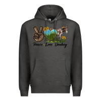 Charcoal Heather Peace Love Donkey Premium Hoodie - LillyAllenDesigns