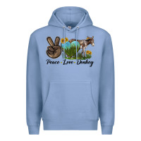 Colony Blue Peace Love Donkey Premium Hoodie - LillyAllenDesigns