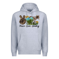 Heather Grey Peace Love Donkey Premium Hoodie - LillyAllenDesigns