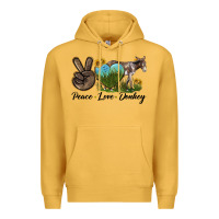 Mustard Peace Love Donkey Premium Hoodie - LillyAllenDesigns