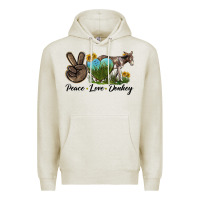 Oatmeal Heather Peace Love Donkey Premium Hoodie - LillyAllenDesigns