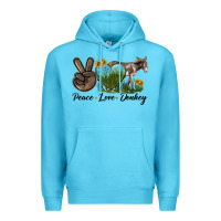 Ocean Blue Peace Love Donkey Premium Hoodie - LillyAllenDesigns