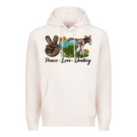 Pale Pink Peace Love Donkey Premium Hoodie - LillyAllenDesigns