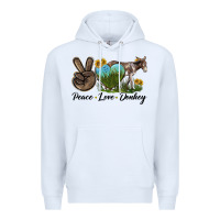 White Peace Love Donkey Premium Hoodie - LillyAllenDesigns