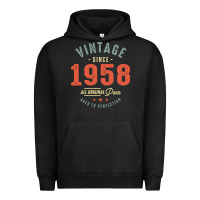 Pigment Black Vintage Since 1958 - 64th Birthday Retro Classic Urban Hoodie - linhVisuals