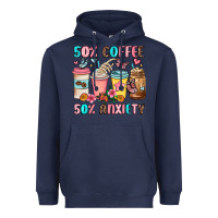 Navy half teacher half coffee Heavyweight Hoodie - JahusDesignShop