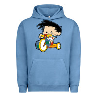 Pigment Pebble Blue bobby on his bike   bobbys world Urban Hoodie - linhVisuals