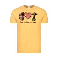 Vintage Mustard Peace Love Jesus Vintage Tee - Jasminsmagicworld