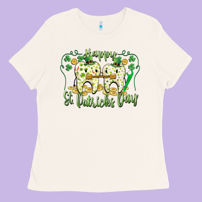 Happy St. Patrick's Day Tooth Dentist Ladies Tee Designed By Cowgirlartshop