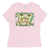 Bubblegum Pink Happy St. Patrick's Day Tooth Dentist Ladies Tee - CowGirlArtShop