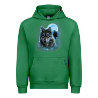 Emerald t shirt, grey wolf hunting ground, icy moon, forest, galaxy Urban Hoodie - linhVisuals