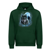Forest Green t shirt, grey wolf hunting ground, icy moon, forest, galaxy Urban Hoodie - linhVisuals