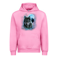Fuchsia Pink t shirt, grey wolf hunting ground, icy moon, forest, galaxy Urban Hoodie - linhVisuals