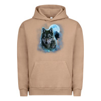 Pigment Burro t shirt, grey wolf hunting ground, icy moon, forest, galaxy Urban Hoodie - linhVisuals