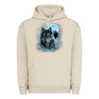 Pigment French Oak t shirt, grey wolf hunting ground, icy moon, forest, galaxy Urban Hoodie - linhVisuals