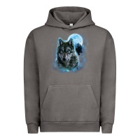 Pigment Tornado t shirt, grey wolf hunting ground, icy moon, forest, galaxy Urban Hoodie - linhVisuals