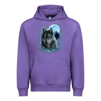 Tulip t shirt, grey wolf hunting ground, icy moon, forest, galaxy Urban Hoodie - linhVisuals