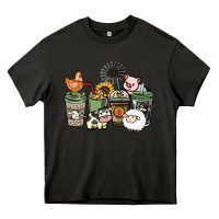 Asphalt Farm animal coffee cups Heavy Core Tee - HowdyJamesFarm