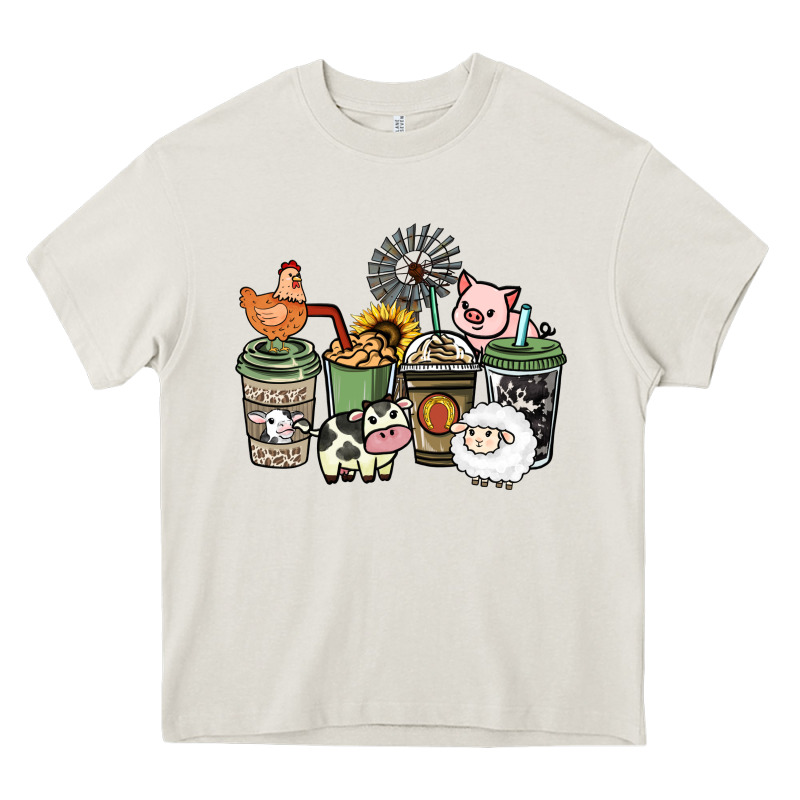 Farm Animal Coffee Cups Heavy Core Tee by HowdyJamesFarm | Teevron