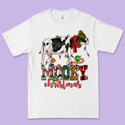 Mooey Christmas Cow Premium Tee Designed By Cowgirlartshop
