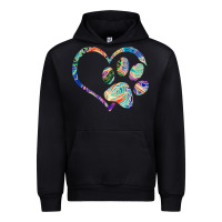 Black dog paw print tie dye rainbow dog lover rescue retro 70s t shirt Urban Hoodie - linhVisuals