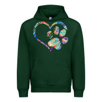 Forest Green dog paw print tie dye rainbow dog lover rescue retro 70s t shirt Urban Hoodie - linhVisuals