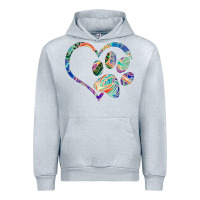 Heather Grey dog paw print tie dye rainbow dog lover rescue retro 70s t shirt Urban Hoodie - linhVisuals