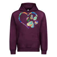 Mauve Wine dog paw print tie dye rainbow dog lover rescue retro 70s t shirt Urban Hoodie - linhVisuals