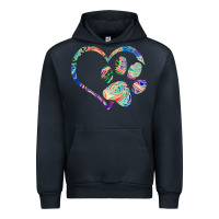 Navy dog paw print tie dye rainbow dog lover rescue retro 70s t shirt Urban Hoodie - linhVisuals