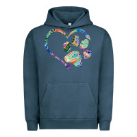 Pigment Midnight Navy dog paw print tie dye rainbow dog lover rescue retro 70s t shirt Urban Hoodie - linhVisuals