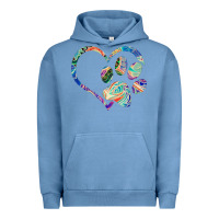 Pigment Pebble Blue dog paw print tie dye rainbow dog lover rescue retro 70s t shirt Urban Hoodie - linhVisuals