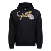 Black leopard gecko playing video game lizard & reptiles gamers t shirt Urban Hoodie - linhVisuals