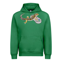Emerald leopard gecko playing video game lizard & reptiles gamers t shirt Urban Hoodie - linhVisuals