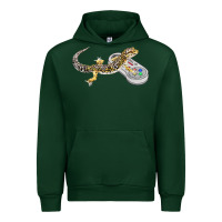 Forest Green leopard gecko playing video game lizard & reptiles gamers t shirt Urban Hoodie - linhVisuals